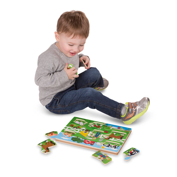 Old MacDonald's Farm Sound Puzzle (Musical Wooden Peg Puzzle, 8 Pieces)