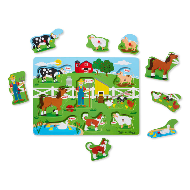 Old MacDonald's Farm Sound Puzzle (Musical Wooden Peg Puzzle, 8 Pieces)